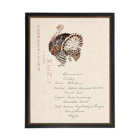 Vintage Thanksgiving Menu on a distressed bookplate background