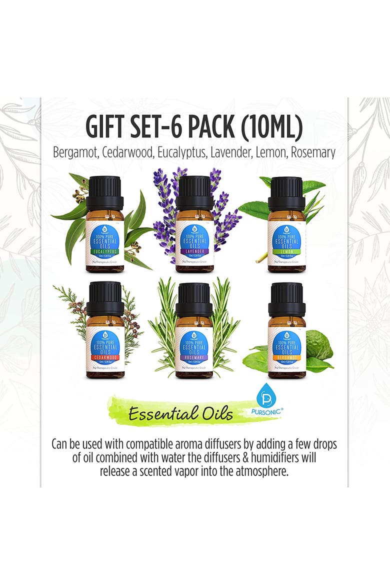 6 Pack of 100% Pure Essential Aromatherapy Oils, Alternate, color, Multicolor