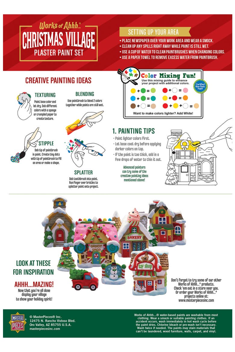 Christmas Village Plaster Paint Set, Alternate, color, Multicolor