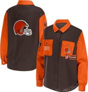 WEAR by Erin Andrews Women's WEAR by Erin Andrews Brown Cleveland Browns Snap-Up Shirt Jacket