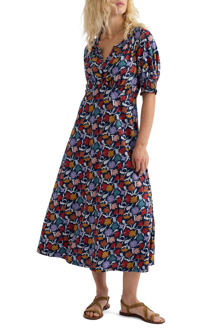 Fenil Floral Midi Dress, Main, color, GARDEN FLORAL SEA CAVE