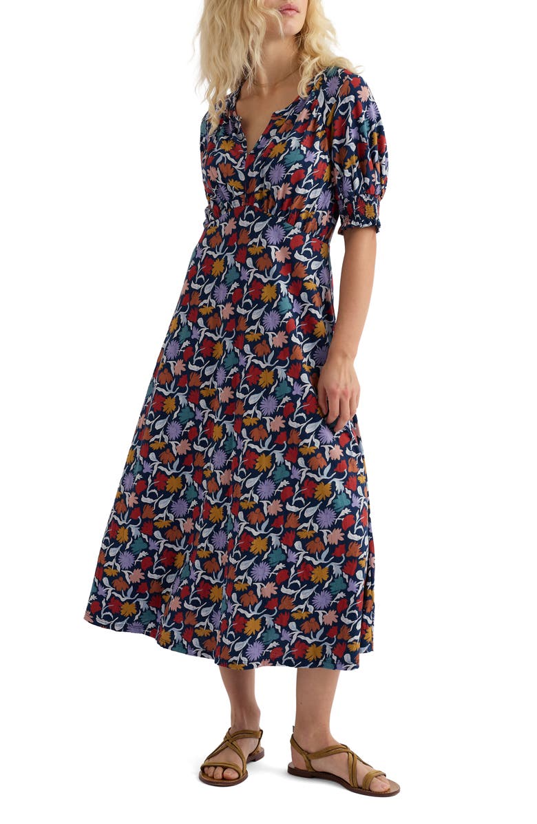 Seasalt Cornwall Fenil Floral Midi Dress, Main, color, Garden Floral Sea Cave
