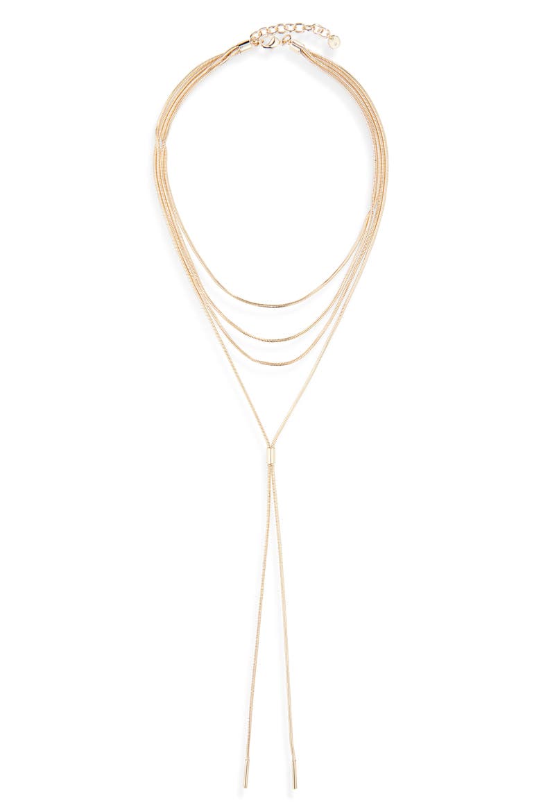 Snake Chain Layered Y-Necklace, Main, color, GOLD