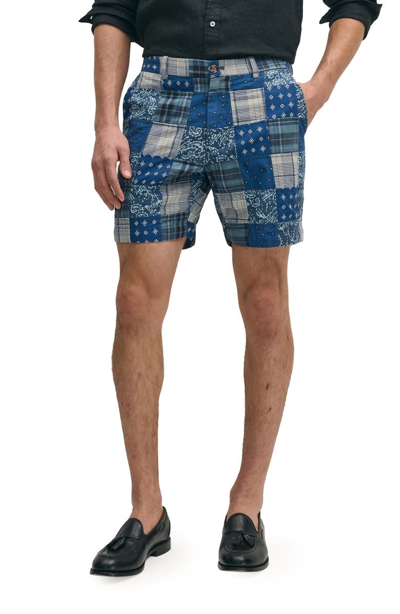 Brooks Brothers Madras Patchwork Cotton Shorts, Main, color, 