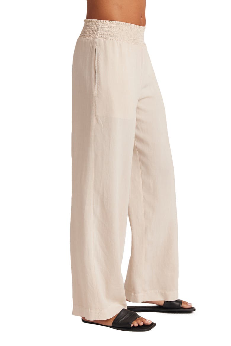 Smock Waist Wide Leg Pants, Alternate, color, WHITE/ SAND/ BLACK