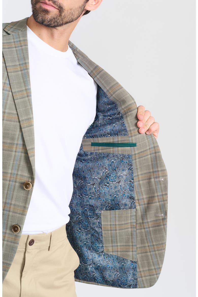 Olive Plaid Wool Blend Blazer, Alternate, color, OLIVE