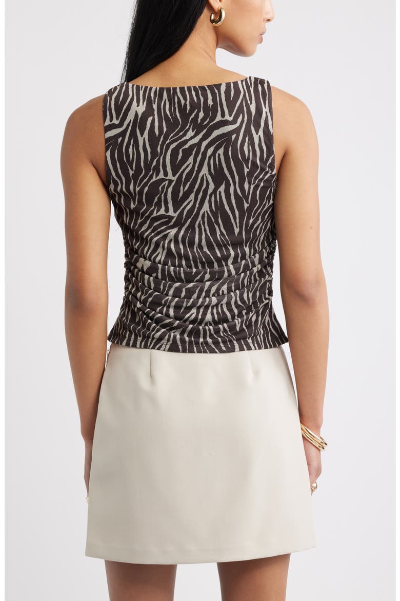 Ruched Mesh Tank, Alternate, color, BROWN ANIMAL STRIPES