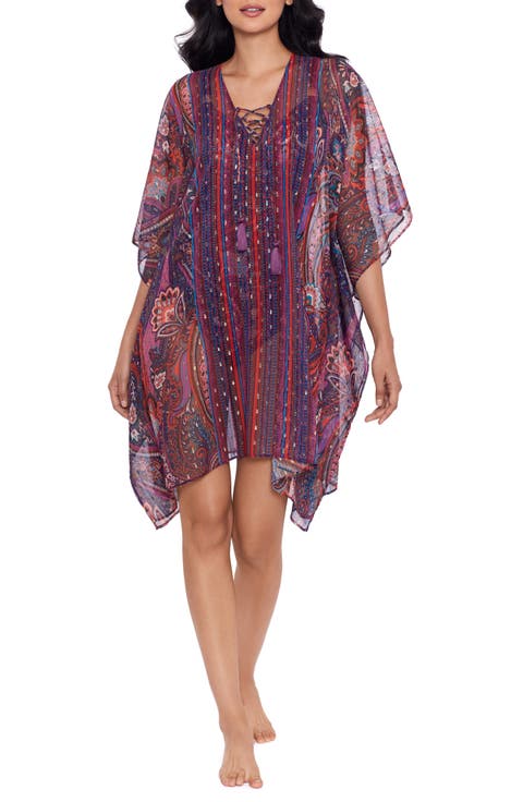 Dynasty Metallic Paisley Cover-Up Caftan