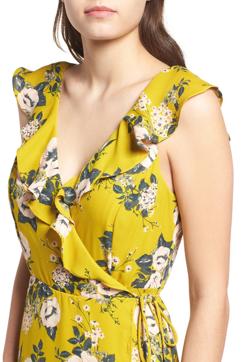 Wrap Maxi Dress, Alternate, color, YELLOW GREY