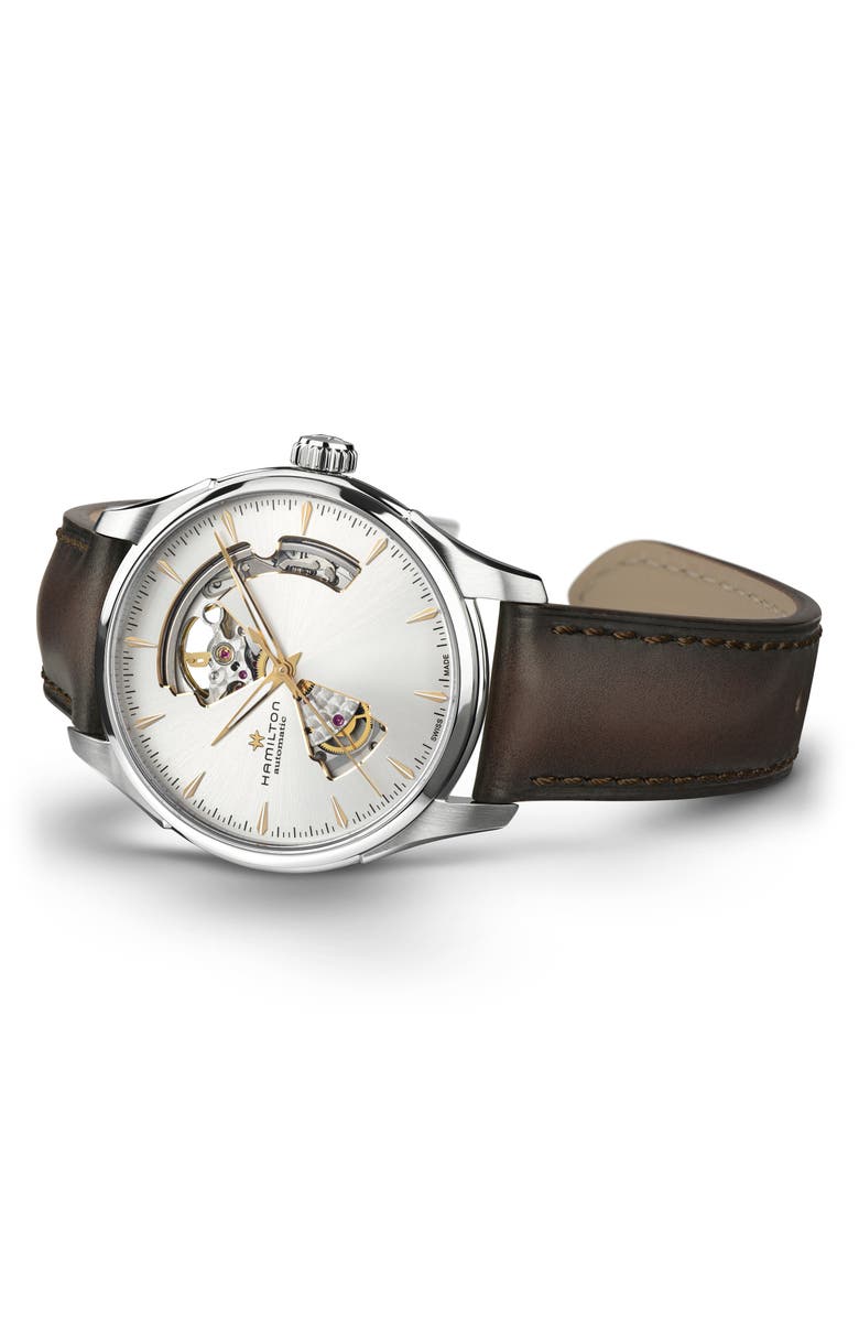 Hamilton Jazzmaster Open Heart Automatic Leather Strap Watch, 40mm, Alternate, color,