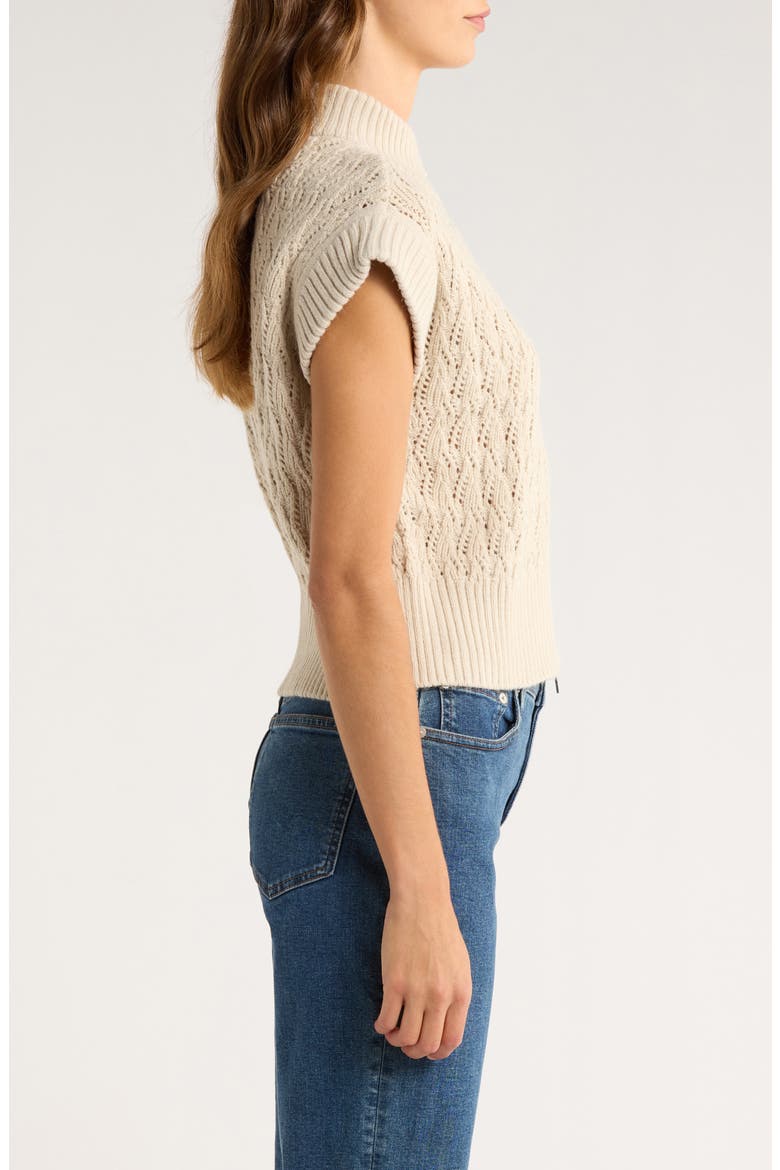 Pointelle Sweater Vest, Alternate, color, SUGAR OAK