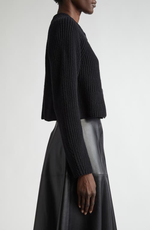 Altuzarra Drew Merino Wool & Cashmere Rib Crop Cardigan In 000001 Black