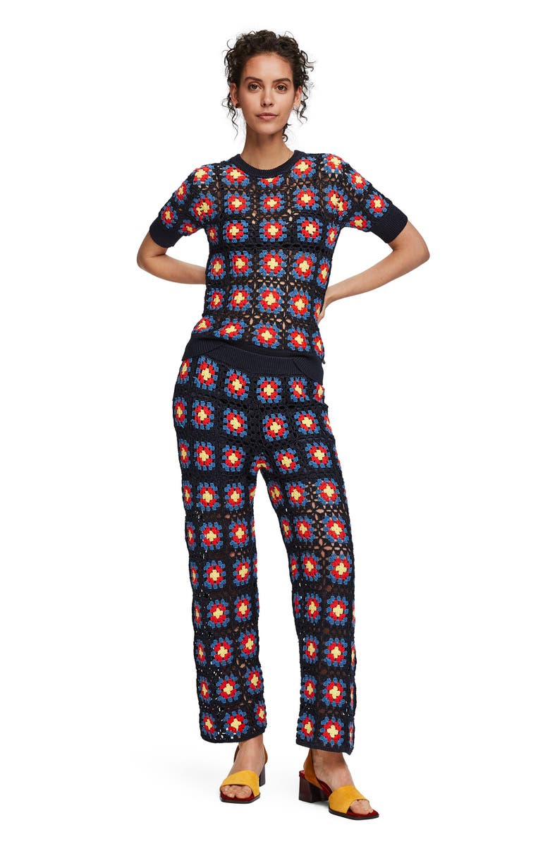 Scotch & Soda Wide Leg Crochet Pants, Alternate, color, 