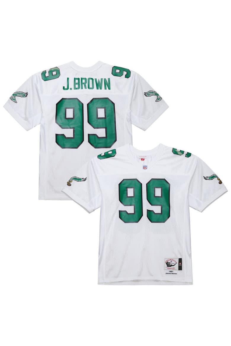 Men's Mitchell & Ness Jerome Brown White Philadelphia Eagles 1991 Authentic Throwback Retired Player Jersey, Main, color, White