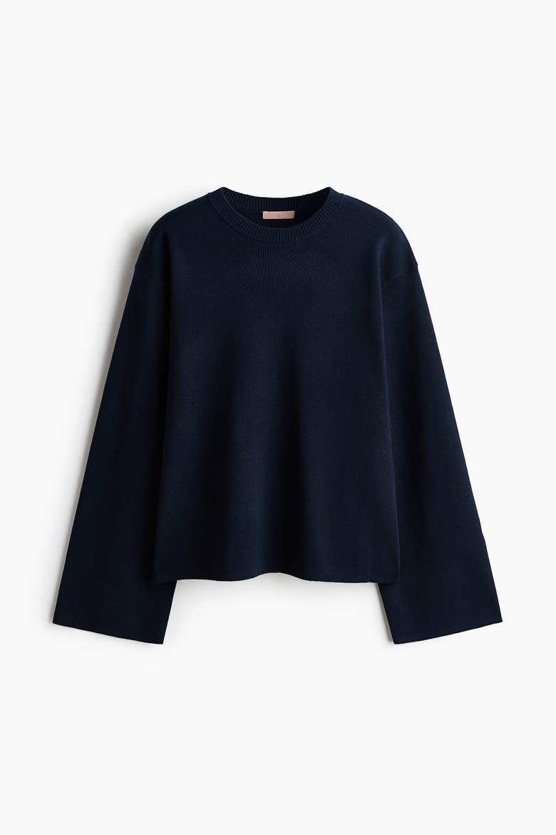 Oversized Fine-knit Sweater, Alternate, color, Navy blue
