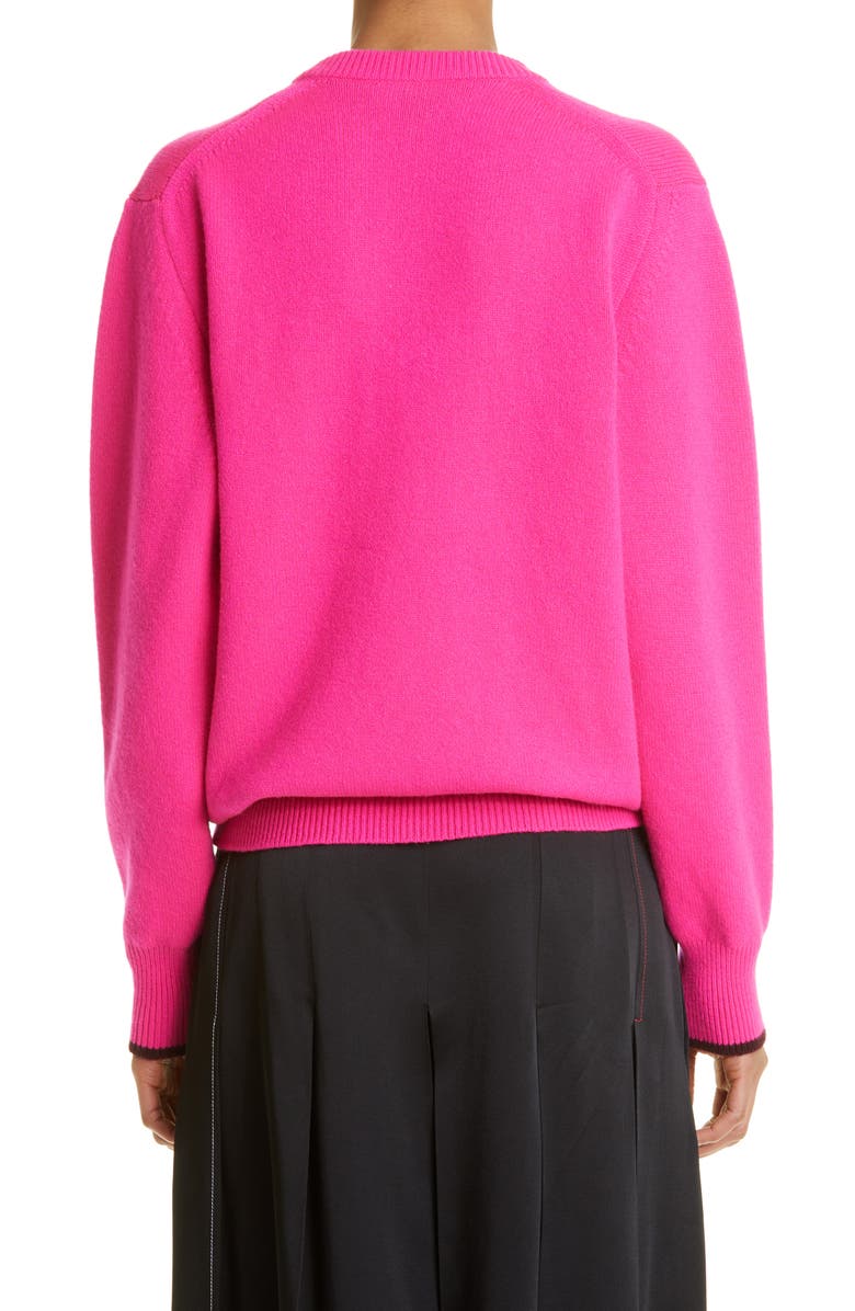 Victoria Beckham Tipped V-Neck Cashmere Sweater, Alternate, color, 