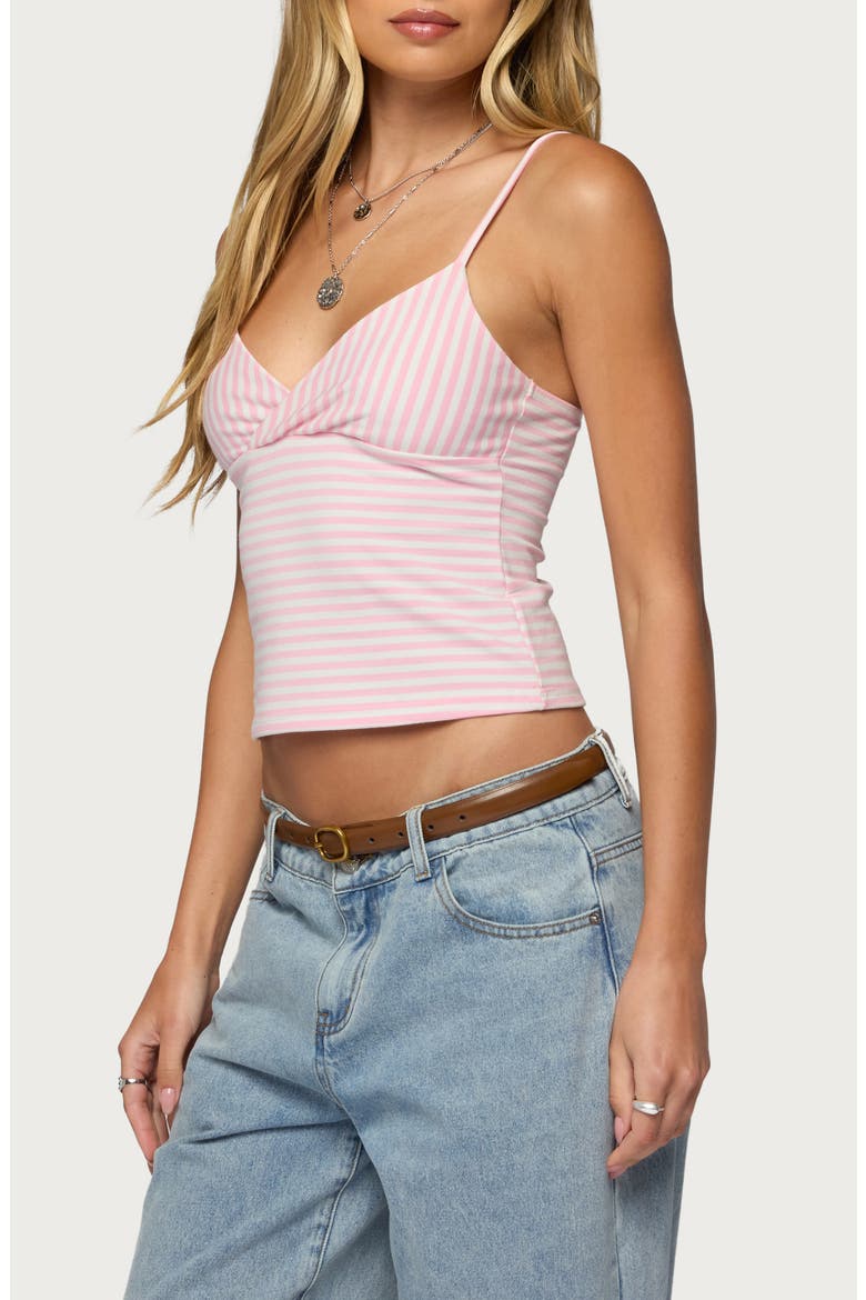 Emilea Stripe Stretch Cotton Camisole, Alternate, color, PINK-AND-WHITE
