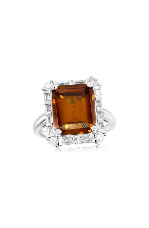 Brown & White Cubic Zirconia Engagement Ring
