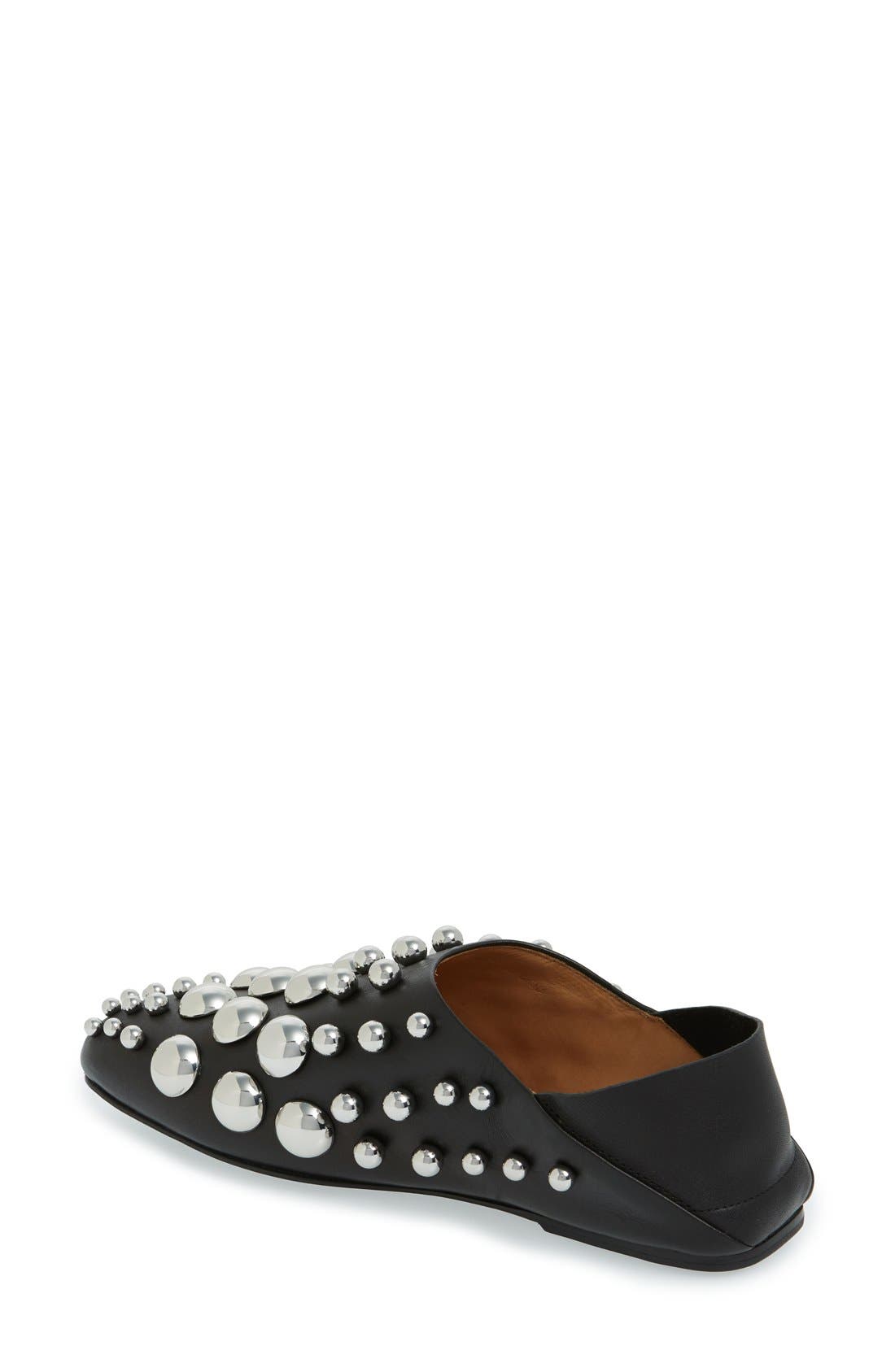 Edie Studded Flat, Alternate, color, BLACK