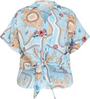 City Chic Postcard Front Tie Top