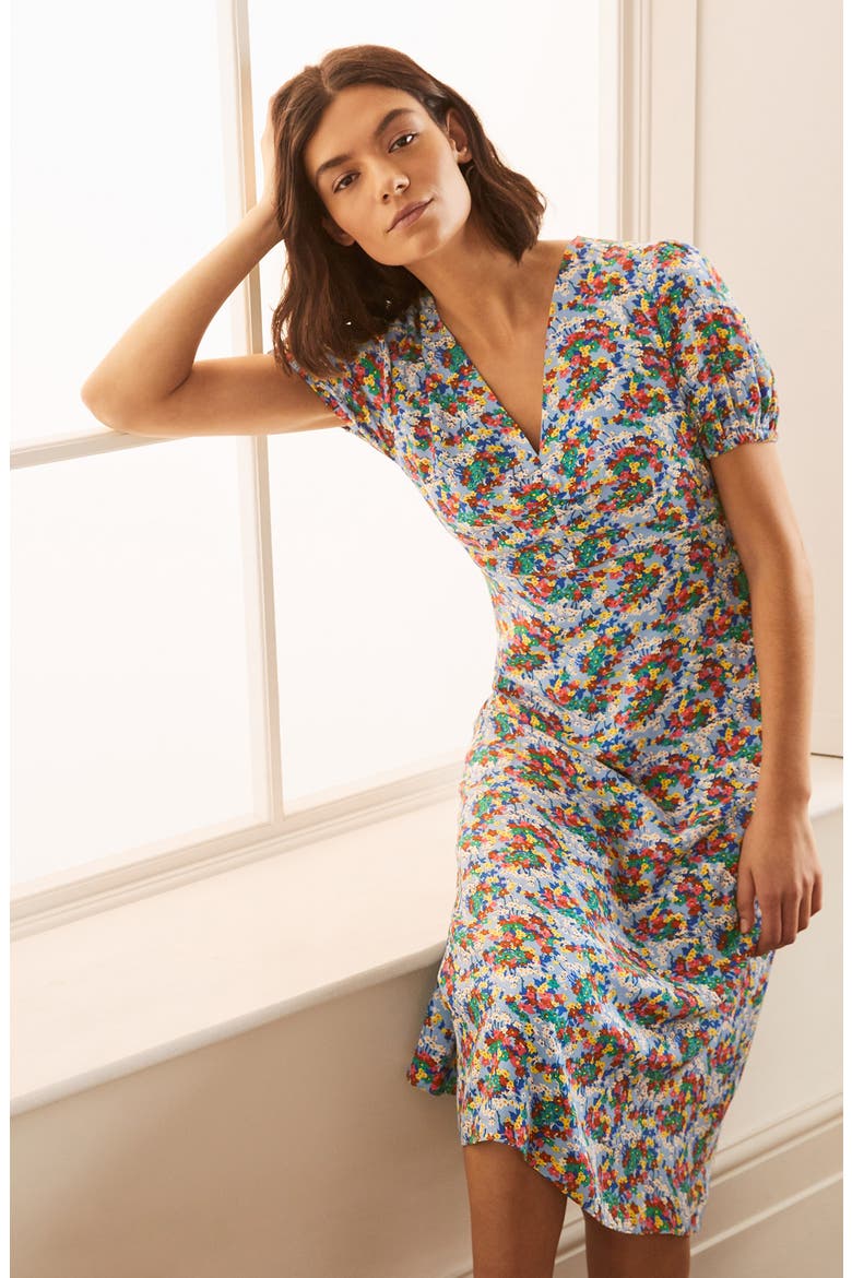 Tessa Floral Ditsy Short Sleeve Dress, Alternate, color, HAZY BLUE DITSY FIELD