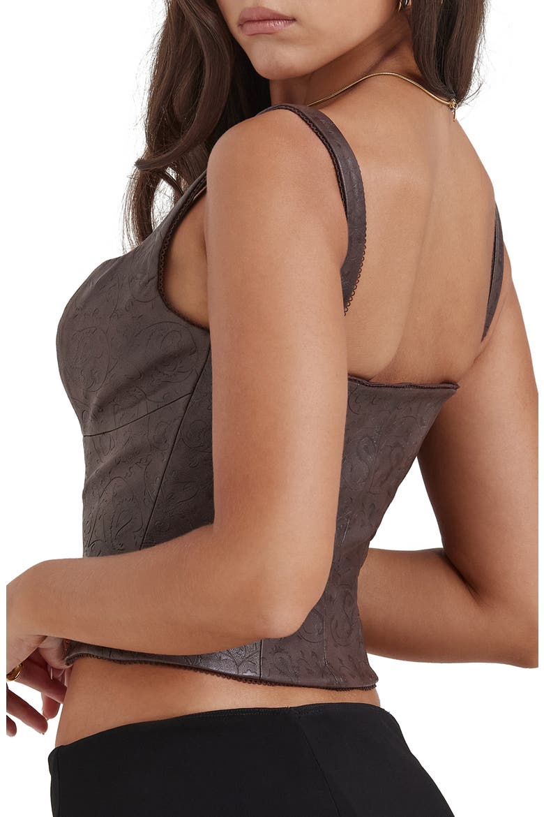 Faux Leather Crop Corset Tank, Alternate, color, BROWN LEATHER
