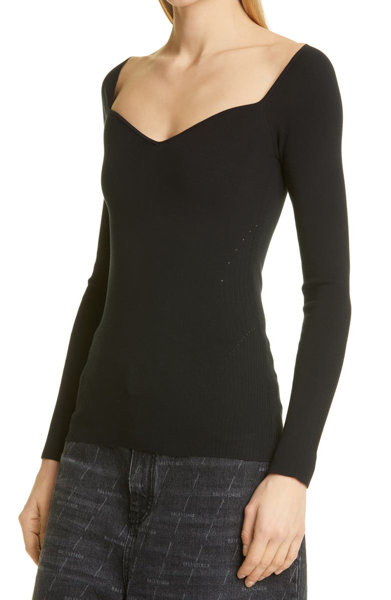 Balenciaga Sweetheart Neck Knit Top, Alternate, color, 