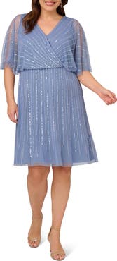 Adrianna Papell Sequin Wrap Front Dress