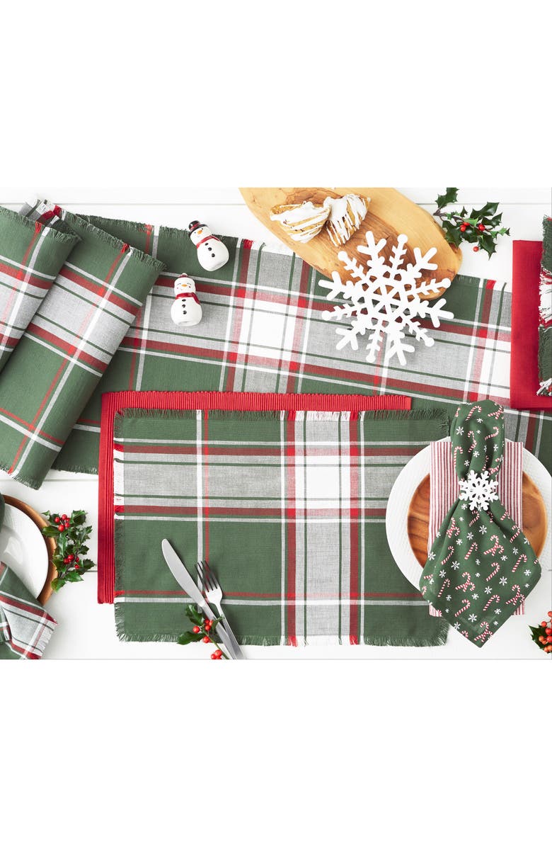 Design Imports Heck the Halls Plaid Set of Four Placemats, Alternate, color, Deck The Halls Plaid