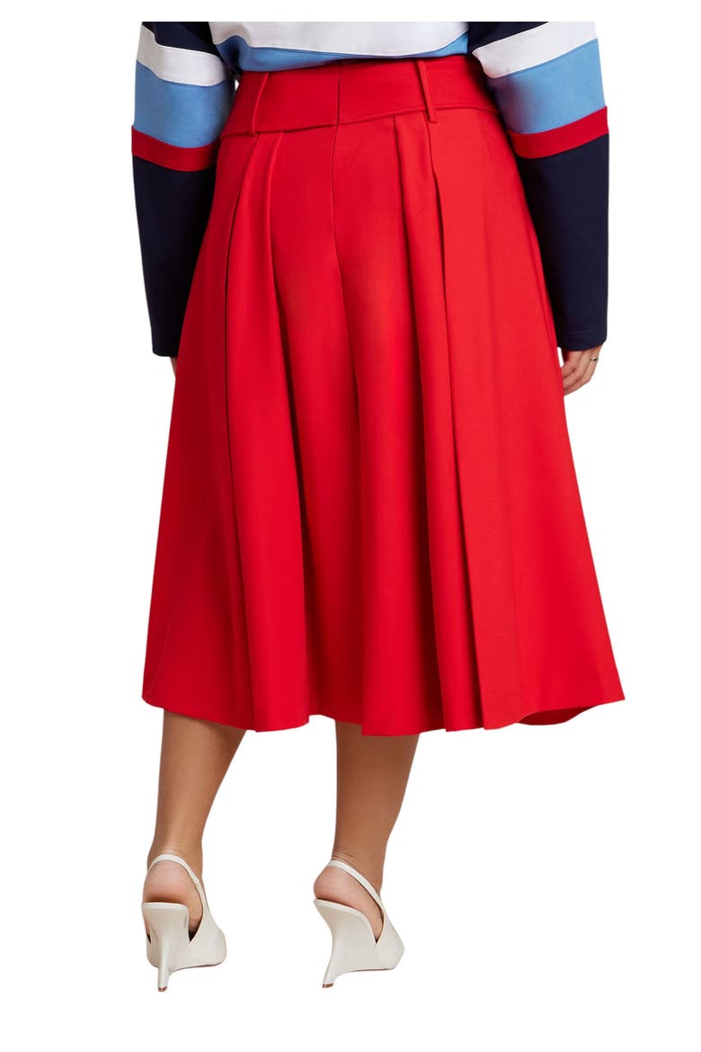 Pleated Belted Midi Skirt, Alternate, color, RED