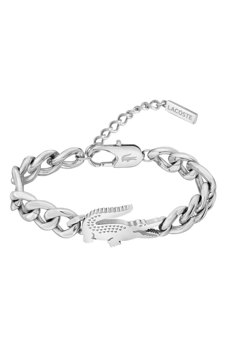 Lacoste Crocodile Chunky Chain Bracelet, Main, color, Silver
