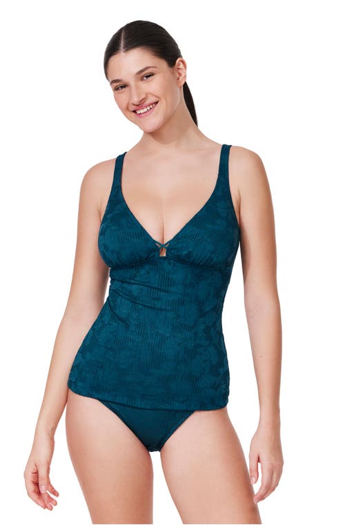 Gottex Jolene Textured V Neck Tankini Top In Blue