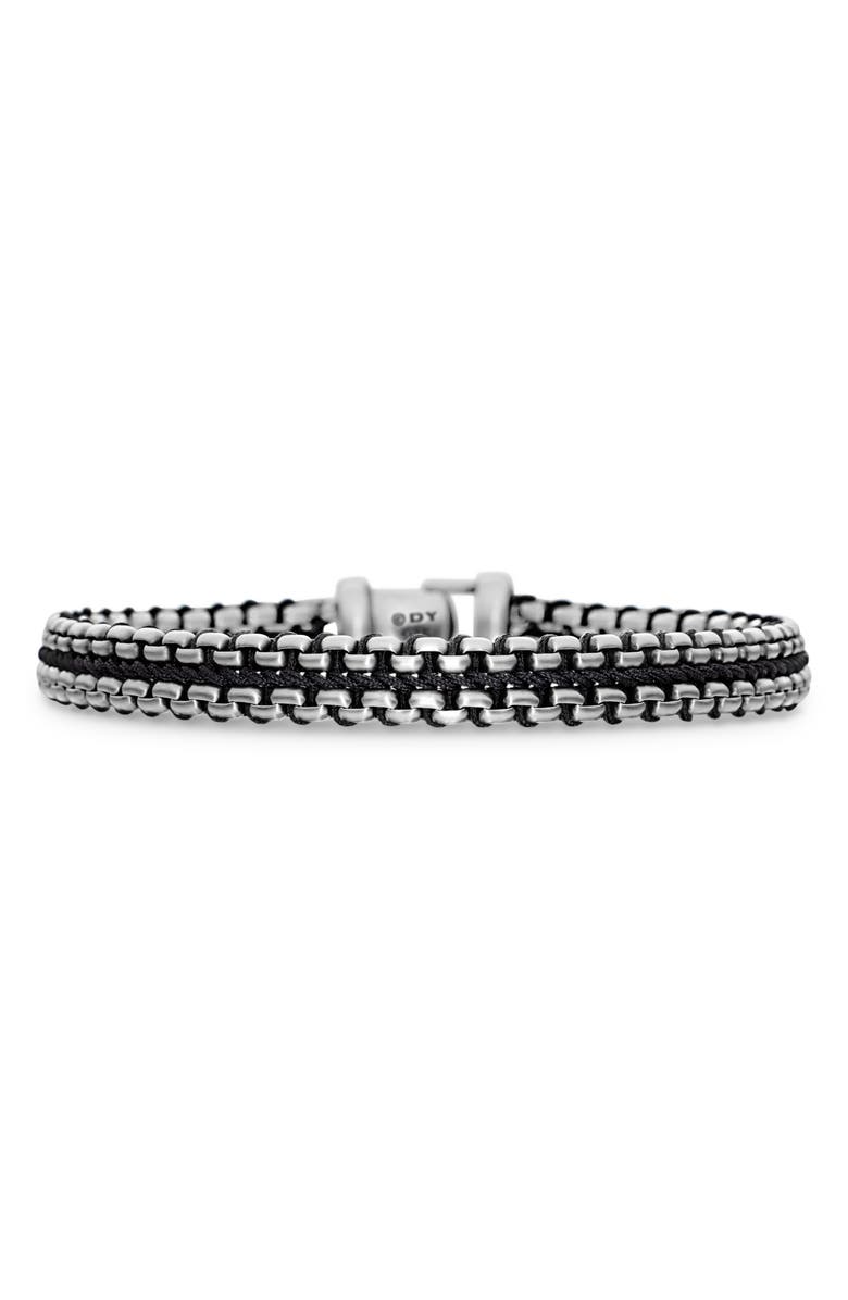 David Yurman Men's Woven Box Chain Bracelet in Sterling Silver with Nylon, 10mm, Main, color, Black