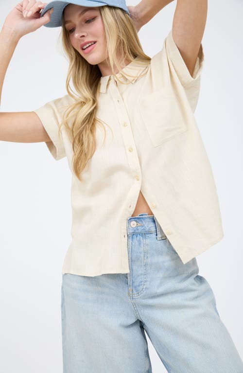 Blu Pepper Button Front Short Sleeve Shirt In Neutral