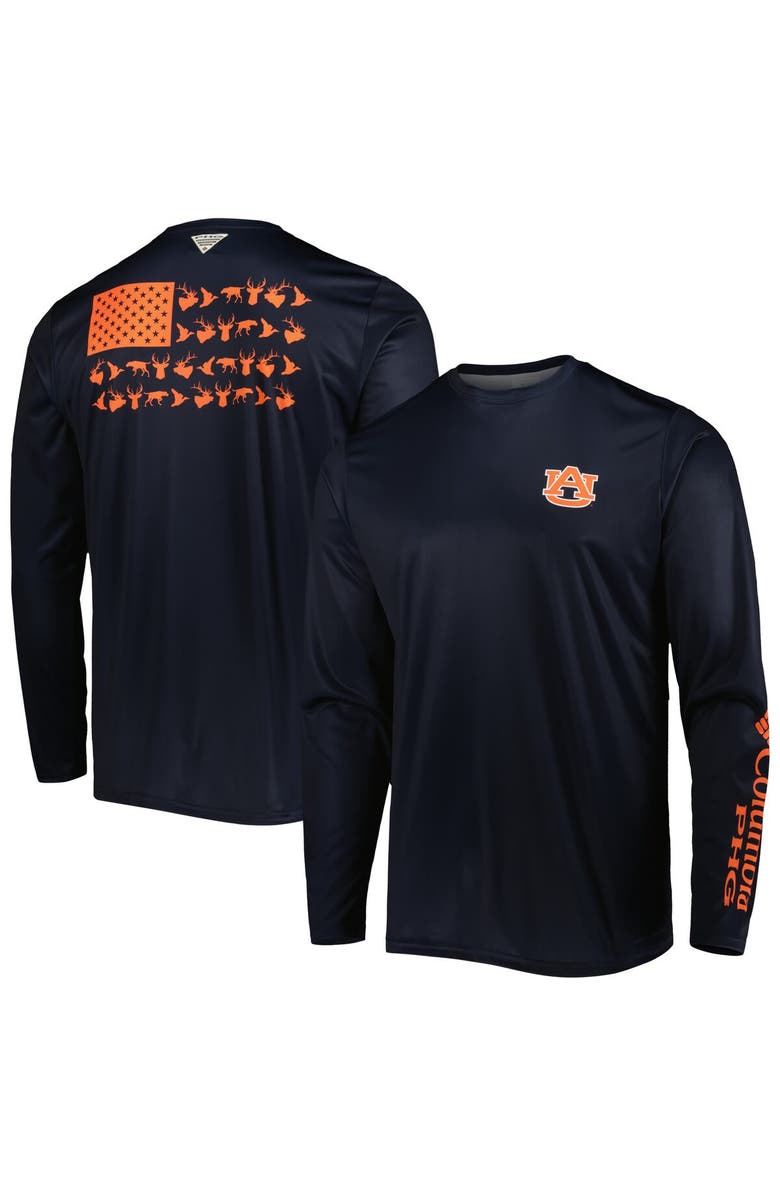 Columbia Men's Columbia Navy Auburn Tigers Terminal Shot Omni-Shade Omni-Wick Long Sleeve T-Shirt, Main, color, 