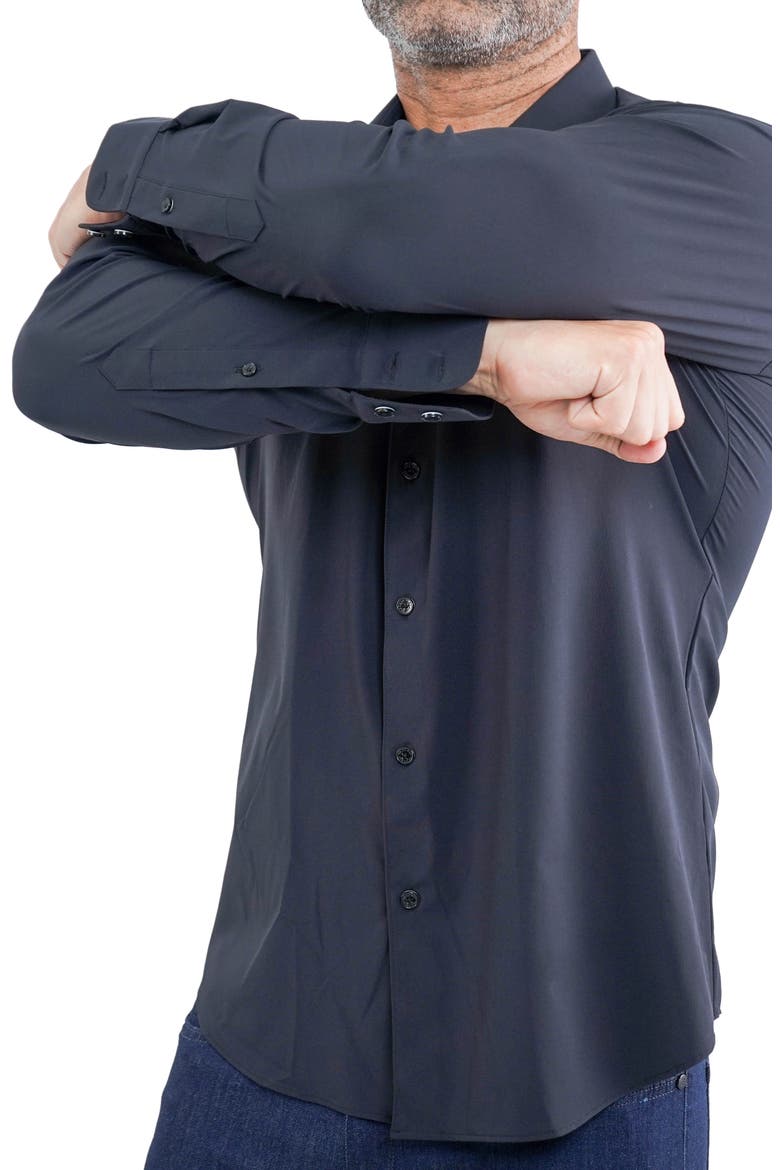 Einstein Stretch Core Button-Up Shirt, Alternate, color, BLACK