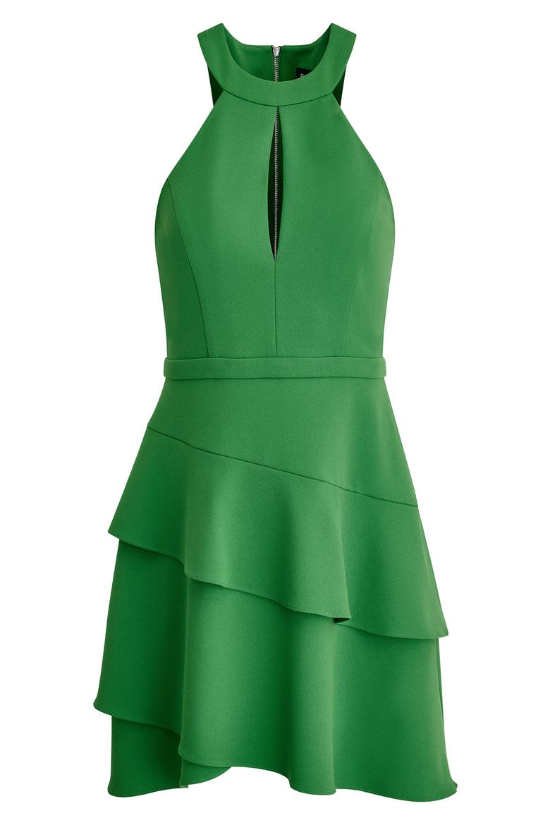 High Neck Tiered Minidress, Alternate, color, PALM GLINT