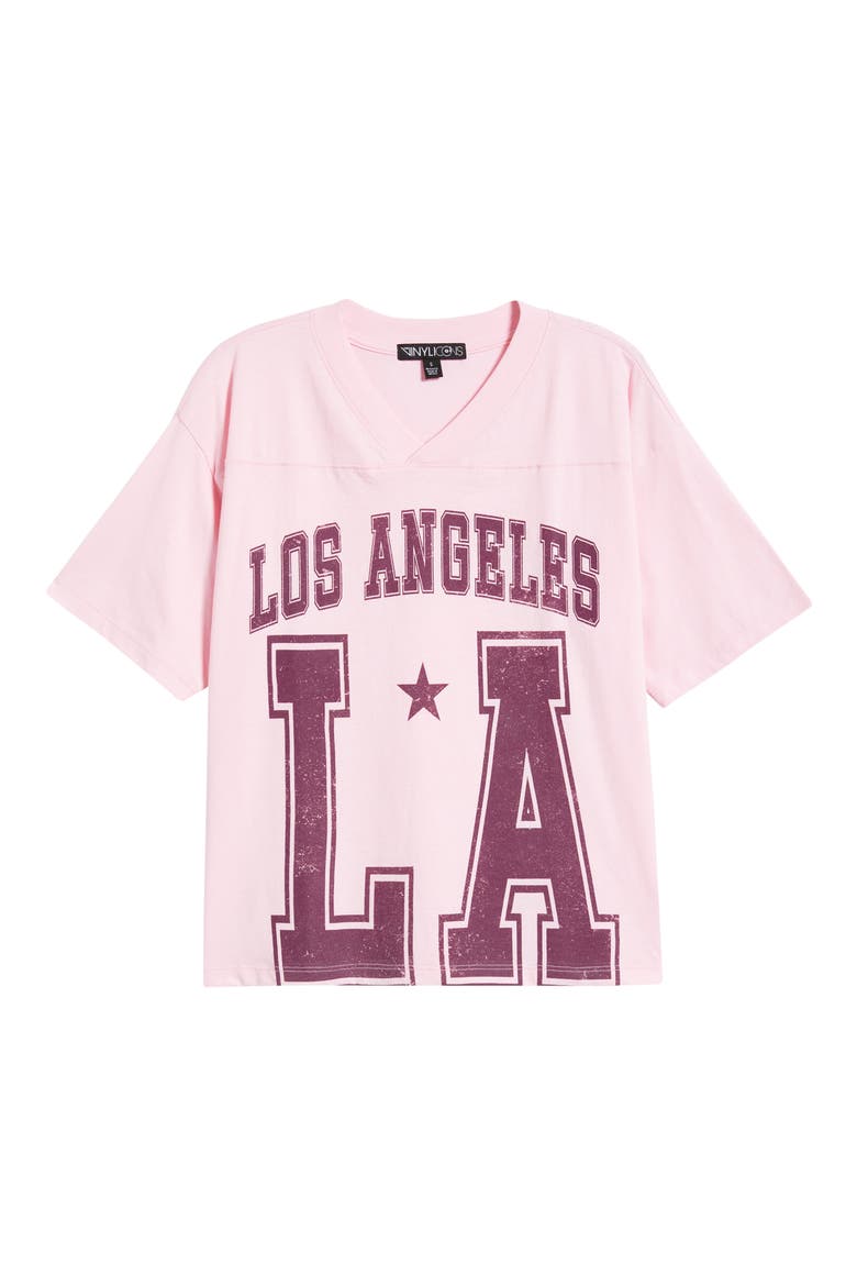 LA Graphic Football T-Shirt, Alternate, color, PINK