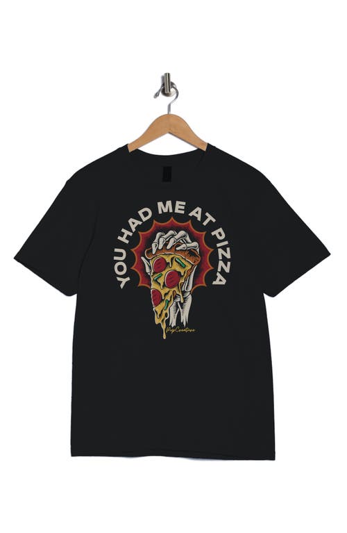 Monster Digital Pop Creature Had Me At Pizza Graphic T-shirt In Black