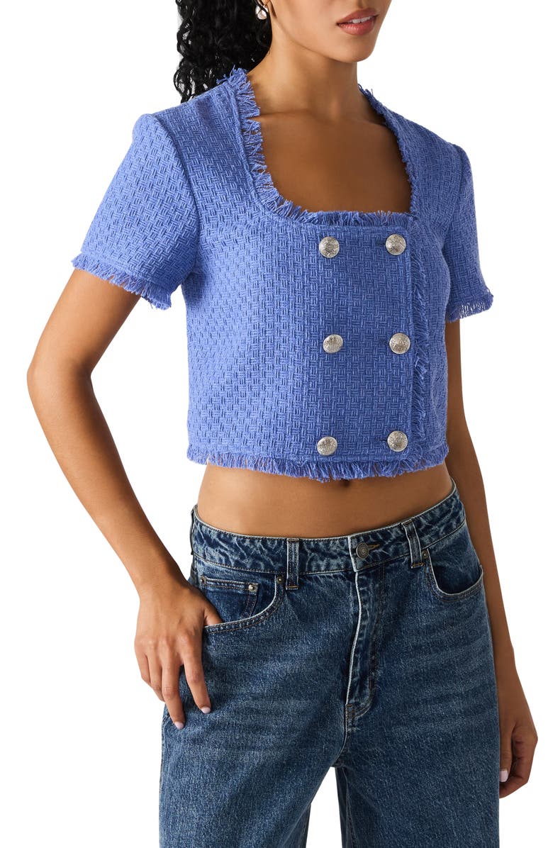 Steve Madden Laylah Tweed Crop Top, Alternate, color, Cobalt