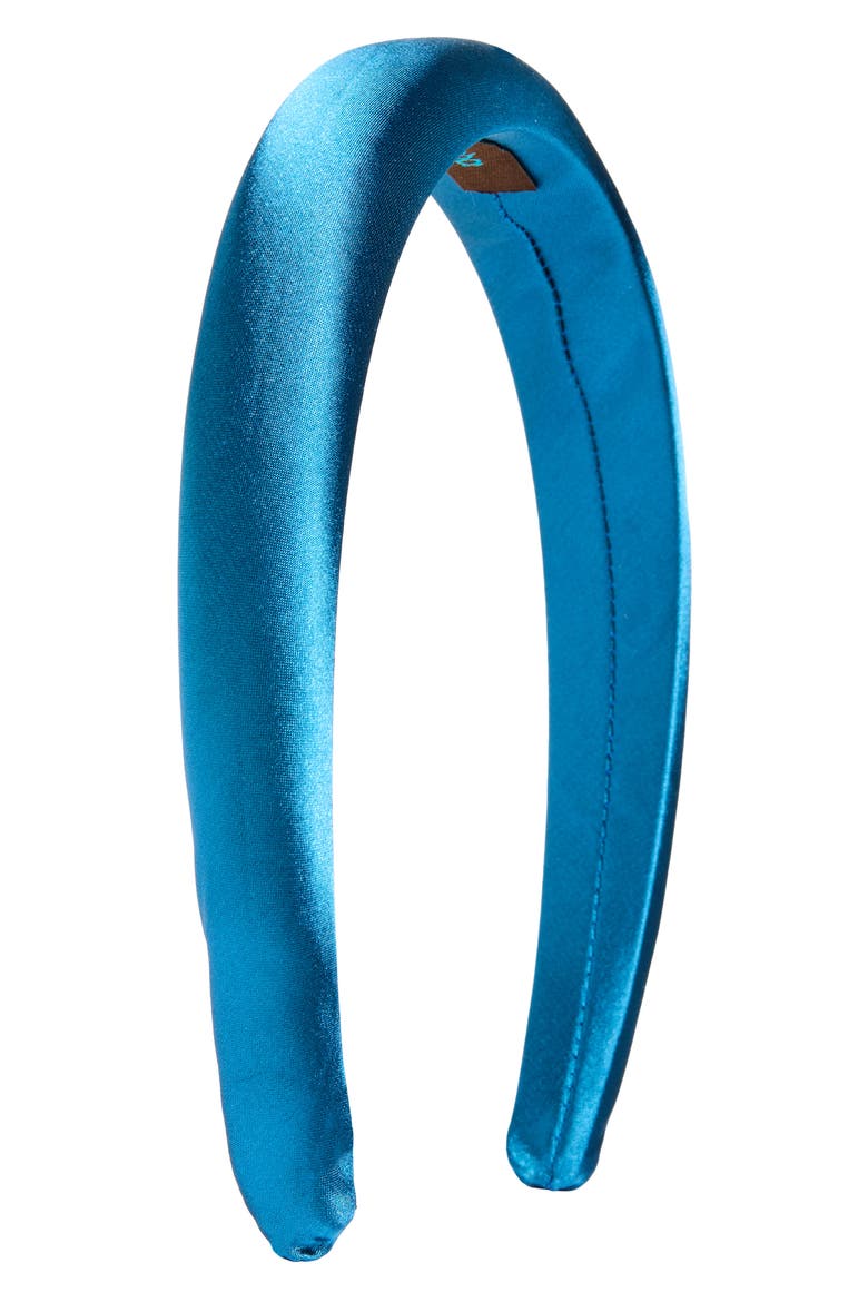 Padded Satin Headband, Main, color, TEAL