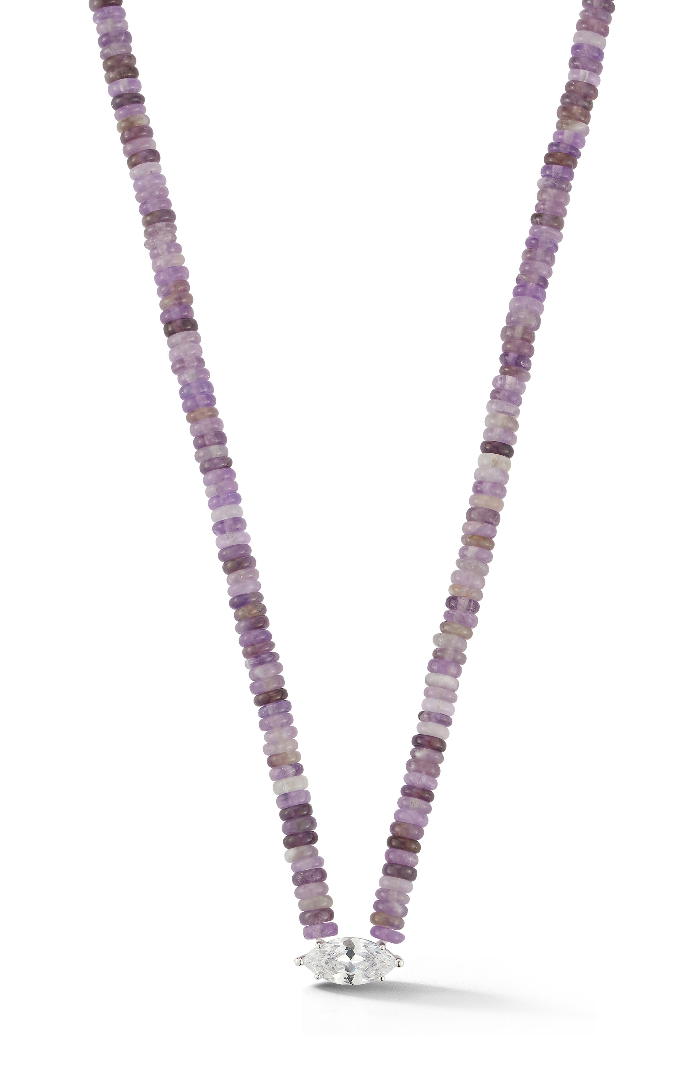 Sphera Milano Beaded Marquise Pendant Necklace In Silver