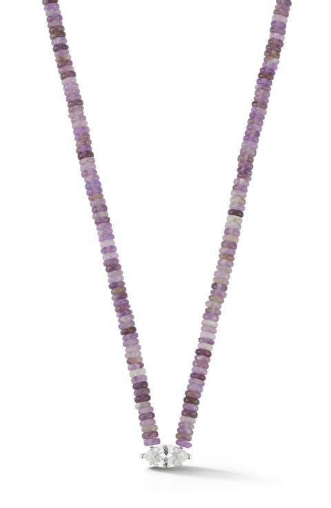 Beaded Marquise Pendant Necklace