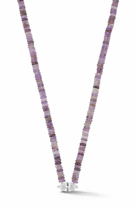 Beaded Marquise Pendant Necklace