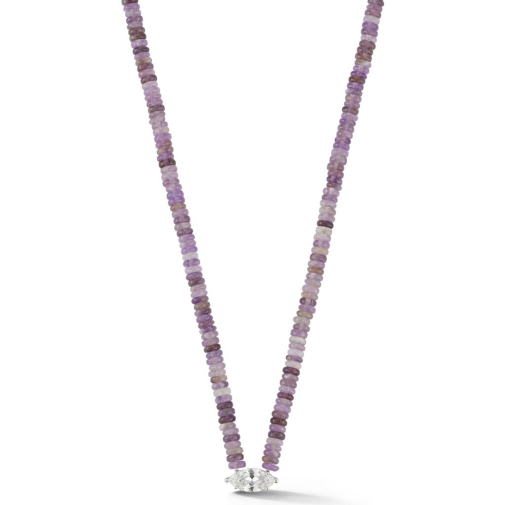 Sphera Milano Beaded Marquise Pendant Necklace In Silver
