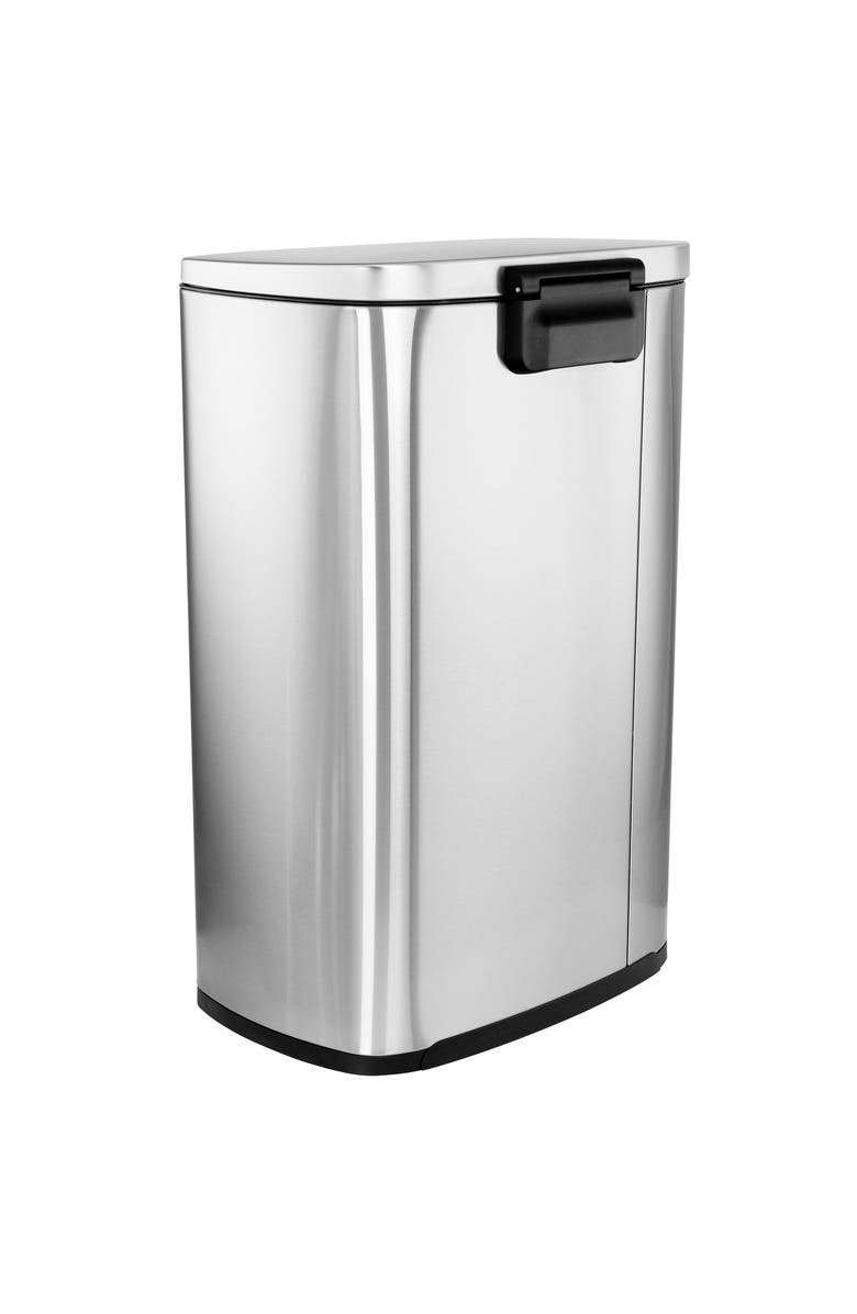 Elama 3 Piece 13 Gallon and 1.3 Gallon Stainless Steel Step Trash Bin Combo Set with Slow Close Mechanism, Alternate, color, Silver