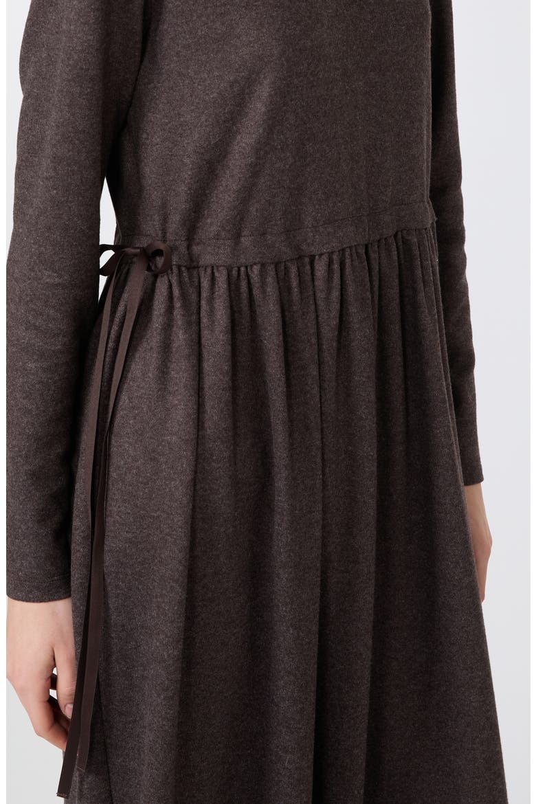 Vettura Jersey Long Sleeved Midi Dress, Alternate, color, BROWN