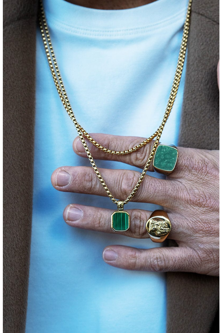 Signet Ring, Alternate, color, Gold / Green