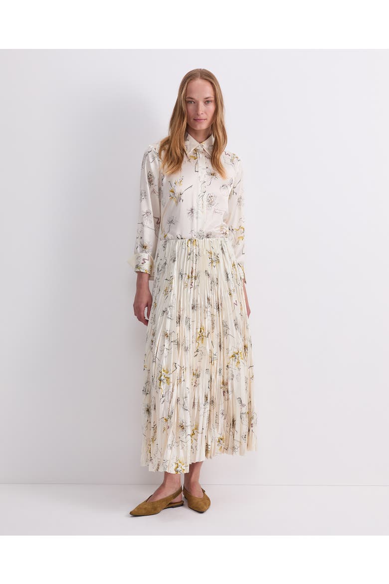 Yara Floral Pleated Midi Skirt, Alternate, color, Multi White