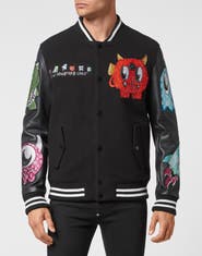 PHILIPP PLEIN Varsity Bomber Monsters With Crystals Men